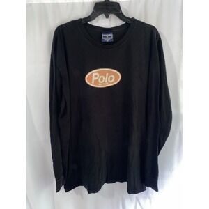 Vintage 90's Ralph Lauren Polo Sport Long Sleeve Black Shirt Mens XL